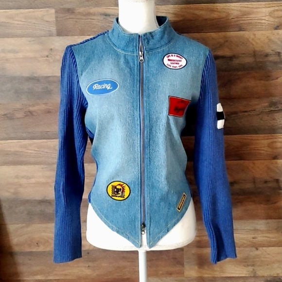 Free people Understated Leather denim racing jacket NWT Small - Picture 2 of 5
